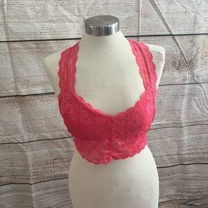 Lace Halter Bralette - Pink